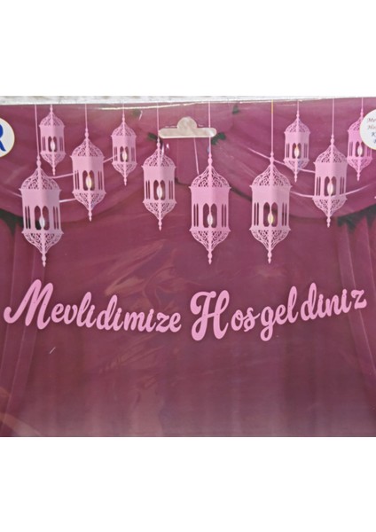 Mevlidimize Hoş Geldiniz Banner Yazı Mevlüt Süsleri Pembe