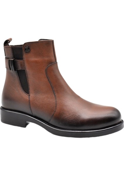 Kadın Hakiki Deri Tokalı Kısa Fermuarlı Bot 1852533K - Siyah - 36