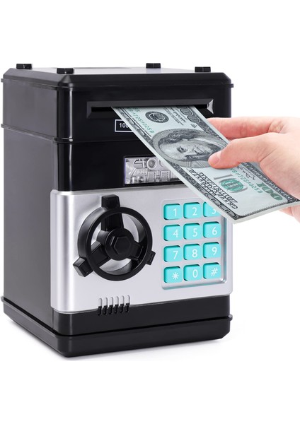 Siyah Elektronik Şifreli Kumbara Atm Görünümlü Hediyelik Finansal Yönetim Öğretici Kumbara Para Kasası