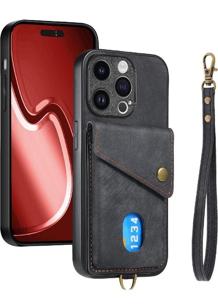 IPhone 15 Için Kılıf Pro Max Kart Yuvası Çok Fonksiyonlu Ayrılabilir Kordon (Yurt Dışından)