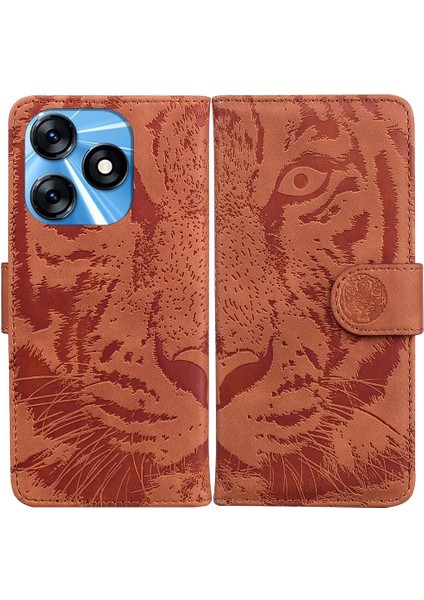 Tecno Kıvılcım 10C Deri Cüzdan Kickstand Koruyucu Kabartmalı Için Flip Case (Yurt Dışından)