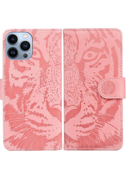 IPhone 15 Için Flip Case Pro Max Deri Cüzdan Kabartmalı Sevimli Kaplan (Yurt Dışından)