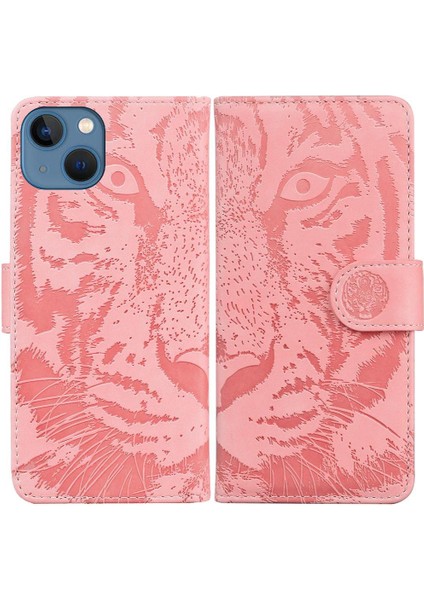 IPhone 13 Için Flip Case Mini Deri Cüzdan Kabartmalı Sevimli Kaplan Kickstand (Yurt Dışından)