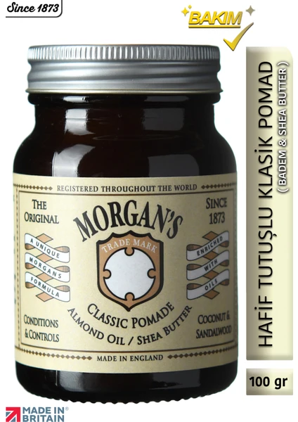 Morgan's Pomade Almond Oil Shea Butter Classic Pomade -Doğal Görünüm Sağlayan Şekillendirici Pomad 100 gr