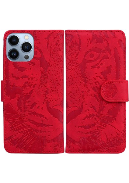 IPhone 14 Için Flip Case Pro Deri Cüzdan Kickstand Koruyucu Kabartmalı (Yurt Dışından)