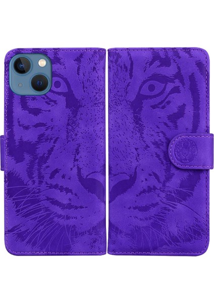 IPhone 13 Için Flip Case Mini Deri Cüzdan Kabartmalı Sevimli Kaplan Kickstand (Yurt Dışından)