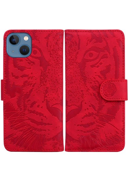 IPhone 15 Için Flip Case Artı Kabartmalı Sevimli Kaplan Deri Cüzdan Kickstand (Yurt Dışından)