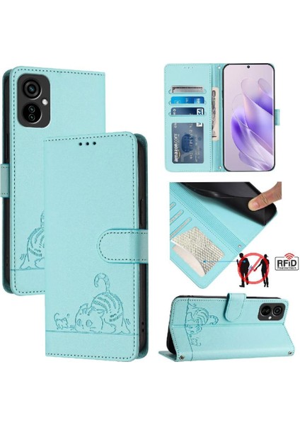 Tecno Camon 19 Neo Kedi Rfıd Cüzdan Kapak Çevirin Kart Yuvası Tutucu (Yurt Dışından)