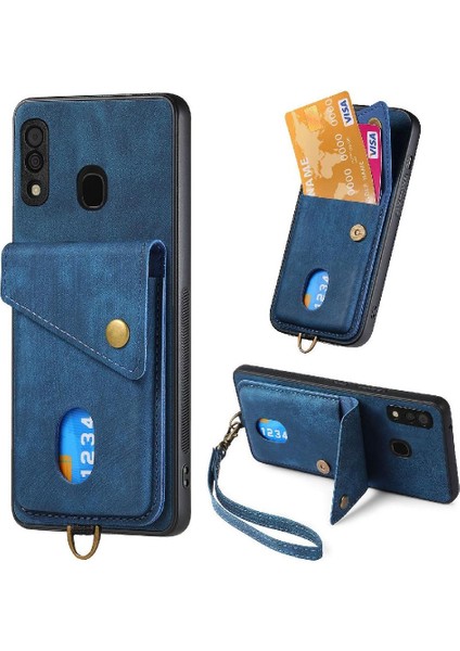 Samsung Galaxy A30/A20 Çok Fonksiyonlu Kart Yuvası Premium Deri (Yurt Dışından)