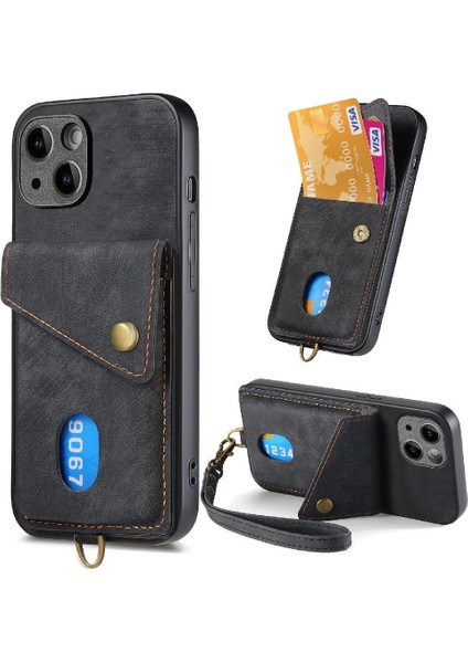 IPhone 15 Için Kılıf Ayrılabilir Kordon Çok Fonksiyonlu Manyetik Kapatma (Yurt Dışından)