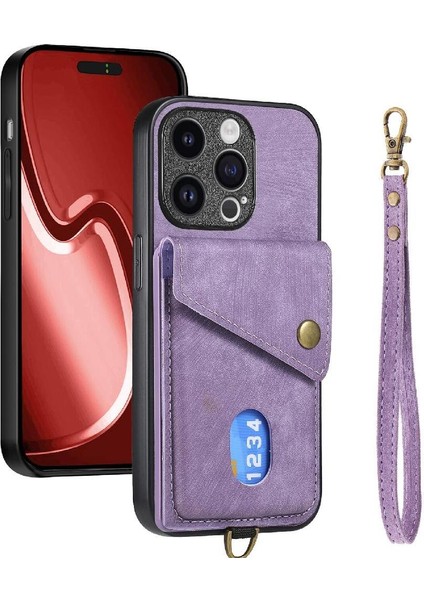IPhone 15 Için Kılıf Pro Ayrılabilir Kordon Kart Yuvası Çok Fonksiyonlu (Yurt Dışından)