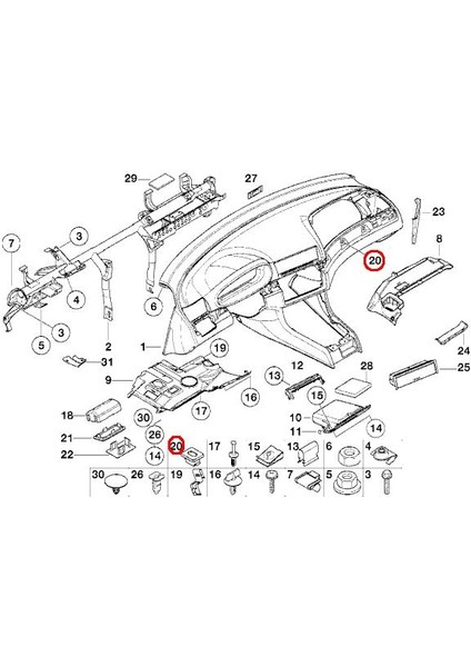 Bmw E46 E65 E66 E67 ve E83 Iç Kaplama Klips Karşılığı (5 Adet) 51458266814