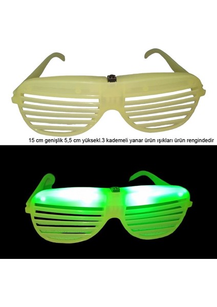 LED Işıklı Panjur Gözlük Makaron Sarı Renk 1 Adet Hawai Retro Hallow