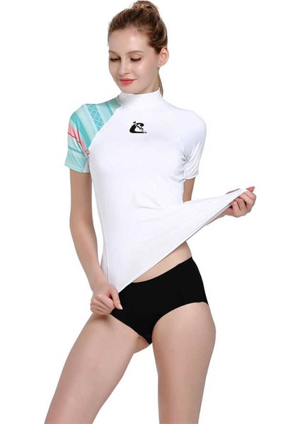 Shield Rash Guard Lady T-Shirt Whıte - Aquamarıne-Xl - No:5