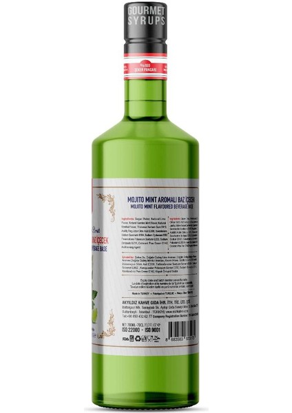 Nish Mojito Mint Aromalı Şurup Baz Içecek Cam Şişe 700 ml