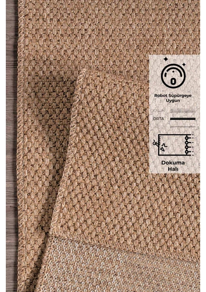 Modern Jüt Yolluk Halı Rusticana 3101 Naturel Örme Kilim100x200