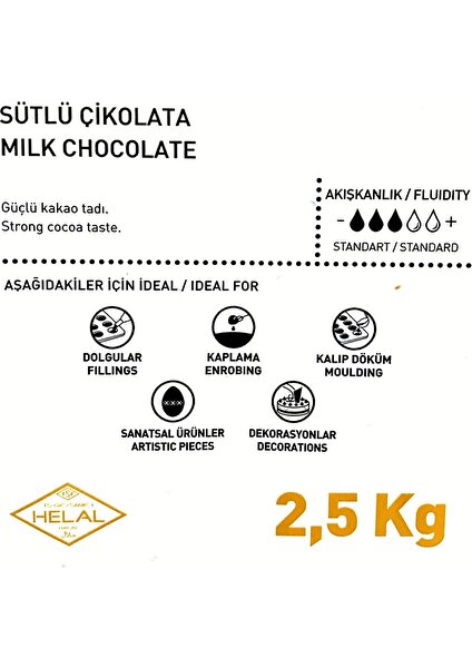 Sütlü Kuvertür Çikolata 2,5 kg