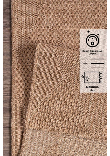 Modern Jüt Yolluk Halı Rusticana 3102 Naturel Örme Kilim80x250