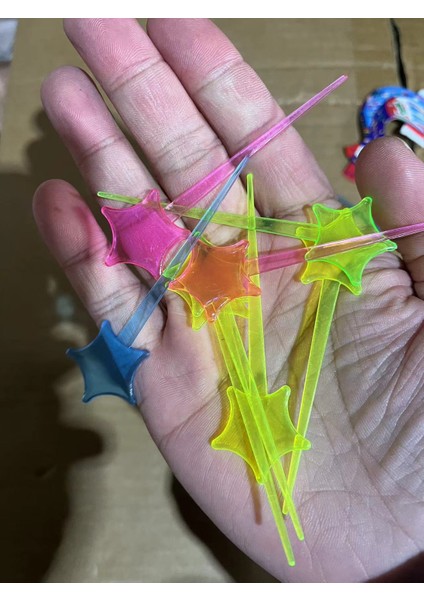 Renkli Plastik Cips Çatalı Yıldız 8,5 cm 100 adet/paket modelleri