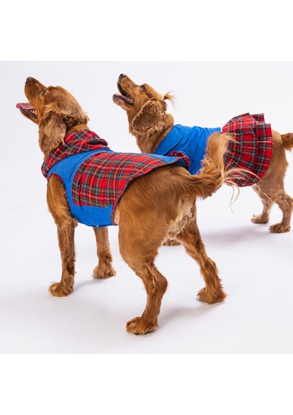 Denim & Plaid Kedi Köpek Gömleği - Kedi Köpek Kıyafeti modelleri