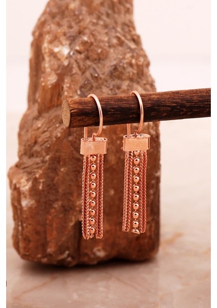 Hasır Elişi Rose Gümüş Küpe 7006