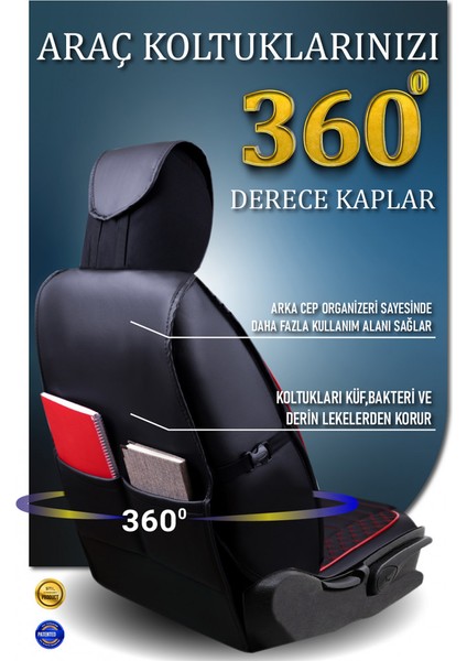 Fiat Egea Stw Lüx Deri Oto Koltuk Kılıfı Ön Arka Takım Elit Serisi Siyah Kırmızı indirimleri