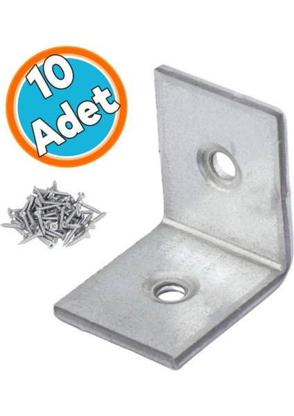 Mobilya Eşya Dolap Duvara Sabitleme Köşe Bağlantı Aparatı L Demiri Gönye 25X25X20 mm (10 Adet)