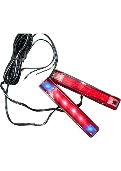 2ADET Kırmızı+Mavi 12VOLT Yapıştırma Dekor LED Lamba Iç ve Dış Uyumlu