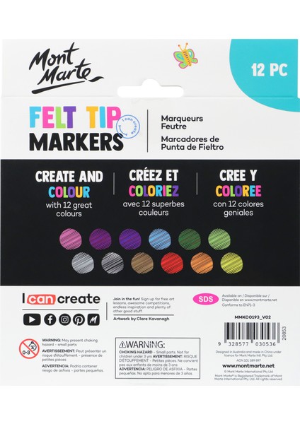 mm Çocuklar Için Keçeli Kalemler 12'li - Temel Renkler fiyatları