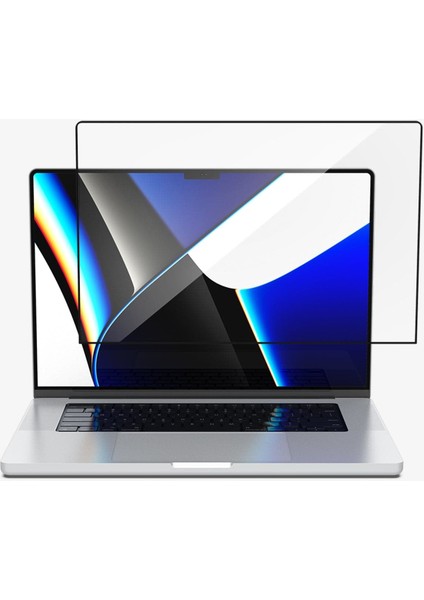 MacBook Pro 14" M2 (2023) / M1 (2021) ile Uyumlu Cam Ekran Koruyucu Tam Kaplayan Glas.tR Slim Full Cover Black - AGL04234