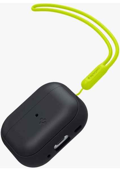 AirPods Pro (2. nesil) Kılıf Silicone Fit (Silikon) Black + Strap (Askı İpi) Phantom Green - ACS05810