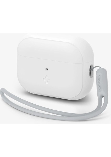 AirPods Pro (2. nesil) Kılıf Silicone Fit (Silikon) White + Strap (Askı İpi) Gray - ACS05811