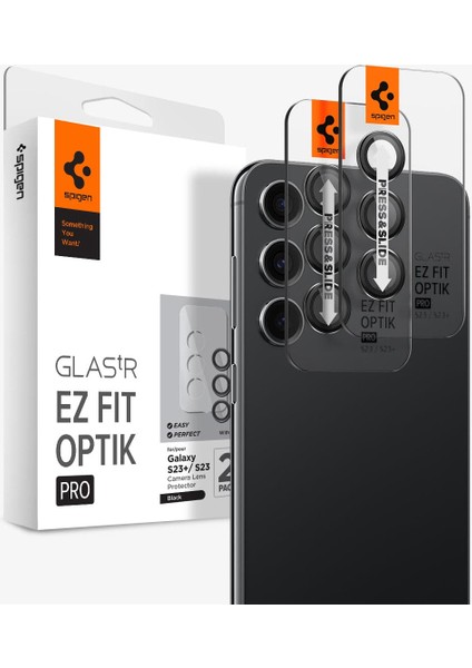 Galaxy S23 Plus / S23 Kamera Lens Camı Koruyucu Glas.tR EZ Fit Optik Pro (2 Adet) Black - AGL05962