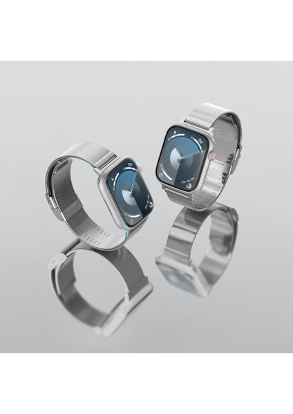 Apple Watch 42mm Seri 10 - 41mm Seri 9/8/7 - 40mm Seri SE2/SE/6/5/4 Kordon Kayış Band Sleek Link Silver - AMP07225