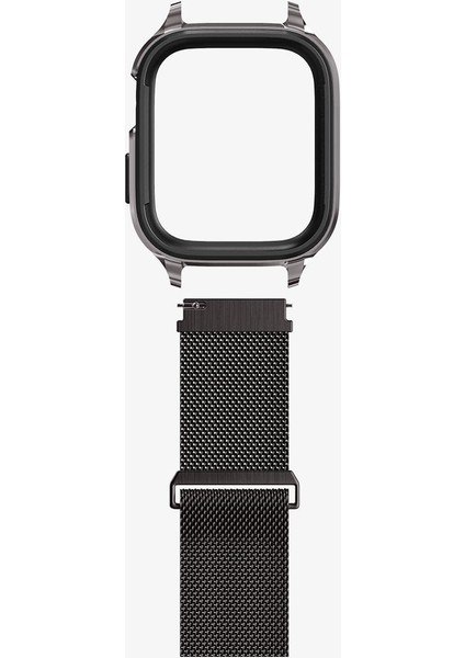 Apple Watch 45mm (Seri 9/8/7) Kılıf & Kordon Kayış Metal Fit Pro Graphite - ACS04585