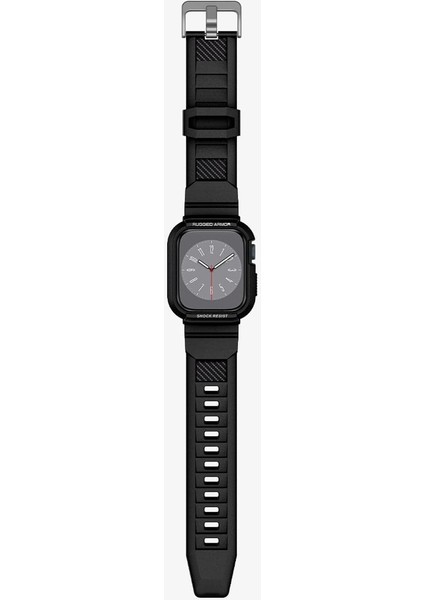 Apple Watch 45mm (Seri 9/8/7) Kılıf & Kordon Kayış Rugged Armor Pro Black - 062CS25324