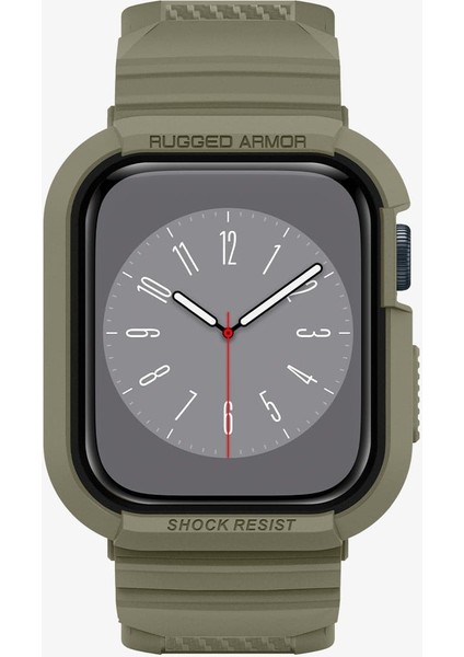 Apple Watch 45mm (Seri 9/8/7) Kılıf & Kordon Kayış Rugged Armor Pro Vintage Khaki - ACS05914