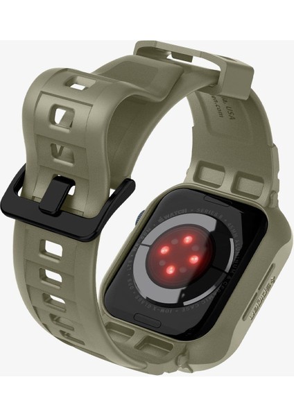 Apple Watch 45mm (Seri 9/8/7) Kılıf & Kordon Kayış Rugged Armor Pro Vintage Khaki - ACS05914
