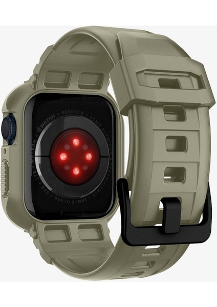Apple Watch 45mm (Seri 9/8/7) Kılıf & Kordon Kayış Rugged Armor Pro Vintage Khaki - ACS05914