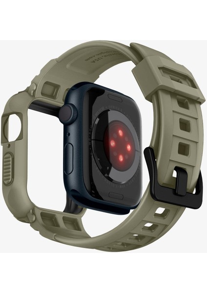 Apple Watch 45mm (Seri 9/8/7) Kılıf & Kordon Kayış Rugged Armor Pro Vintage Khaki - ACS05914