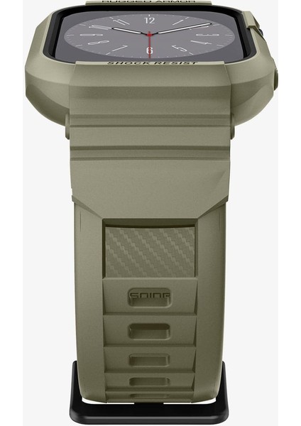 Apple Watch 45mm (Seri 9/8/7) Kılıf & Kordon Kayış Rugged Armor Pro Vintage Khaki - ACS05914