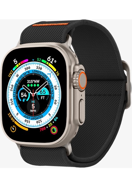 Apple Watch 49mm Ultra 2/1 - 46mm Seri 10 - 45mm Seri 9/8/7 - 44mm Seri SE2/SE/6/5/4 Kordon Kayış Band Lite Fit Ultra Black - AMP05983