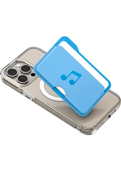 Caseology iPhone için MagSafe özellikli 3 Kartlı Manyetik Cüzdan Folder Pop Sky Blue Music - AFA07498