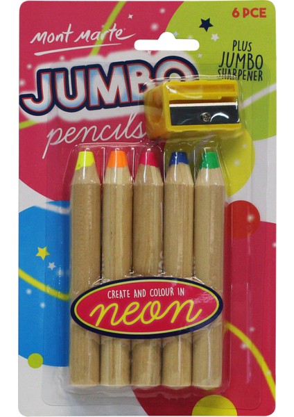 mm Jumbo Neon Kalemler ve Kesici 6'lı