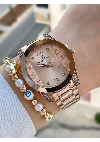 Rosegold Renk Kadın Kol Saati ve Bileklik