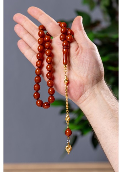 Iri Taneli Kahve Tonları Tek Püsküllü Toz Kehribar Tesbih modelleri