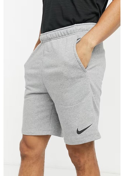 Training Dri Fit Fleece Shorts Gray Erkek Fransız Havlu Kumaş Spor Şort Gri