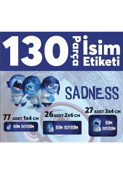 Okul Etiketi Kalem Defter Etiketi Ters Yüz Üzüntü Özel Isim Yazılabilen Etiket - 130 Adet