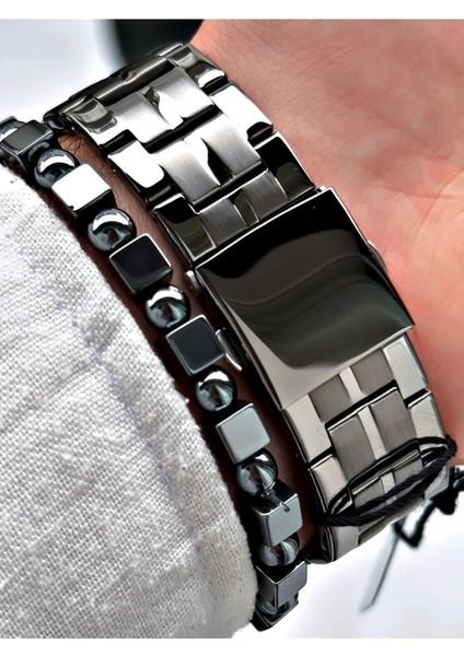 Gri Çelik Full Fonksiyonlu+Takvimli Erkek Kol Saati+Bileklik fırsatları