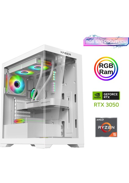 Xsr810 Ryzen 5 5600 16GB Ram 512GB M.2 NVMe SSD RTX3050 27"Curved 180Hz Sıvı Soğutma Performans Oyun Bilgisayarı